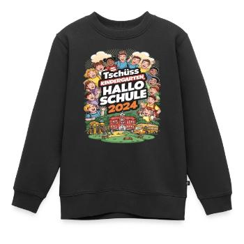 Tschüss Kindergarten Hallo Schule 2024 - Kinder Premium Organic Sweatshirt - Schwarz - Vorne - AI Model Kid Female (0cm)
