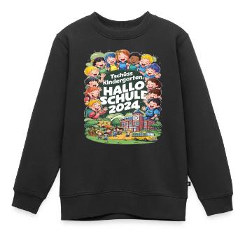Tschüss Kindergarten Hallo Schule 2024 - Kinder Premium Organic Sweatshirt - Schwarz - Vorne - AI Model Kid Female (0cm)