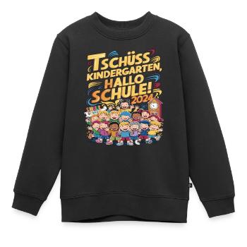 Tschüss Kindergarten Hallo Schule 2024 - Kinder Premium Organic Sweatshirt - Schwarz - Vorne - AI Model Kid Female (0cm)