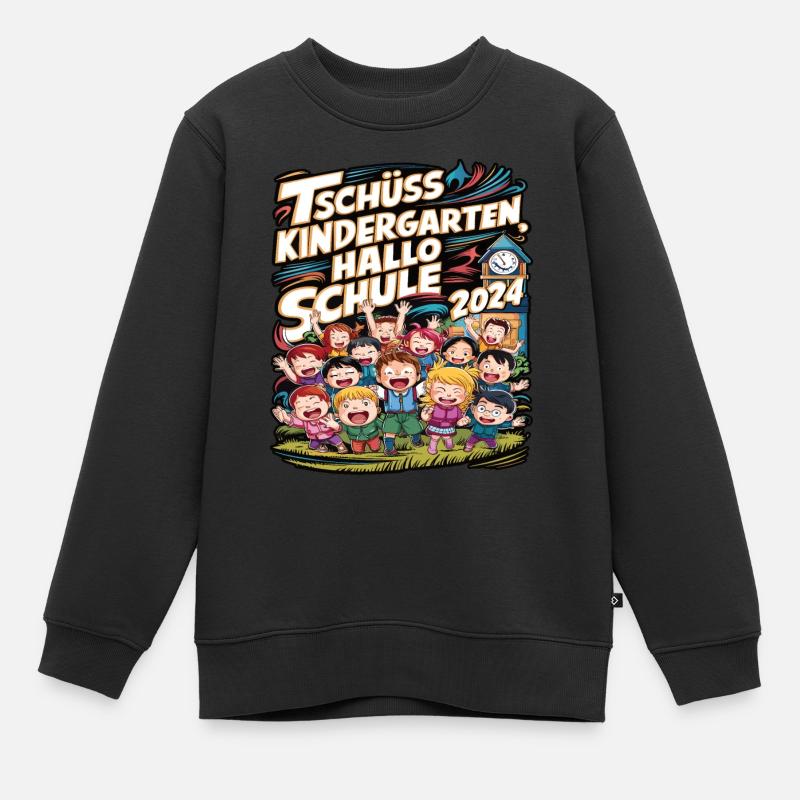 Tschüss Kindergarten Hallo Schule 2024 - Kinder Premium Organic Sweatshirt - Schwarz
