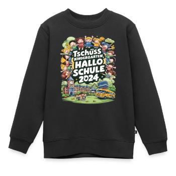 Tschüss Kindergarten Hallo Schule 2024 - Kinder Premium Organic Sweatshirt - Schwarz - Vorne - AI Model Kid Female (0cm)