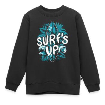 SURF'S UP - Kinder Premium Organic Sweatshirt - Schwarz - Vorne - AI Model Kid Female (0cm)