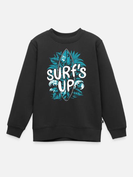 SURF'S UP - Kids Premium Organic Sweatshirt - black
