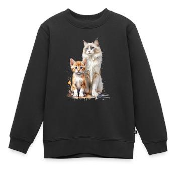 Ein charmantes Aquarellgemälde mit einer Ragdoll - Kinder Premium Organic Sweatshirt - Schwarz - Vorne - AI Model Kid Female (0cm)