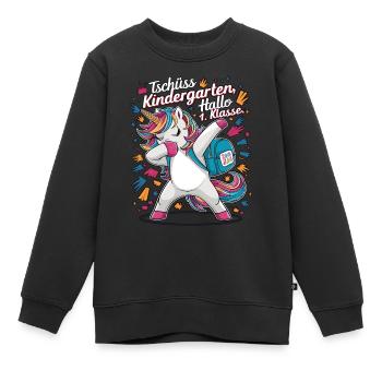 Tschüss Kindergarten Hallo 1.KLasse 2024 - Kinder Premium Organic Sweatshirt - Schwarz - Vorne - AI Model Kid Female (0cm)