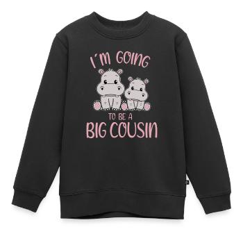 Going To Be A Big Cousin Hippopotamus - Kinder Premium Organic Sweatshirt - Schwarz - Vorne - AI Model Kid Female (0cm)