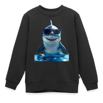 Requin Requin Requin Tigre Requin Requin Gris Grand Requin Blanc - Sweat Premium enfant bio - noir - Devant - AI Model Kid Female (0cm)