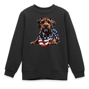 Border Terrier Hund 4. Juli Geschenke mit - Kinder Premium Organic Sweatshirt - Schwarz - Vorne - AI Model Kid Female (0cm)