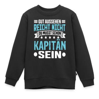 Kapitän - Kinder Premium Organic Sweatshirt - Schwarz - Vorne - AI Model Kid Female (0cm)
