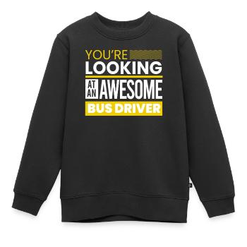 drôle de chauffeur de bus scolaire chauffeur de bus scolaire disant cadeau - Sweat Premium enfant bio - noir - Devant - AI Model Kid Female (0cm)