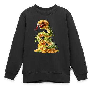 Schlange Nudeln - Kinder Premium Organic Sweatshirt - Schwarz - Vorne - AI Model Kid Female (0cm)