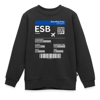 Billet d’embarquement à Ankara Turquie Idée de vacances - Sweat Premium enfant bio - noir - Devant - AI Model Kid Female (0cm)