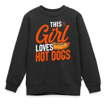 Hot Dog Adult Girl This Girl Loves - Kinder Premium Organic Sweatshirt - Schwarz - Vorne - AI Model Kid Female (0cm)