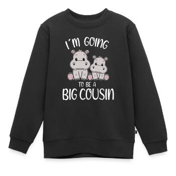 Promoted To Big Cousin Hippopotamus - Kinder Premium Organic Sweatshirt - Schwarz - Vorne - AI Model Kid Female (0cm)