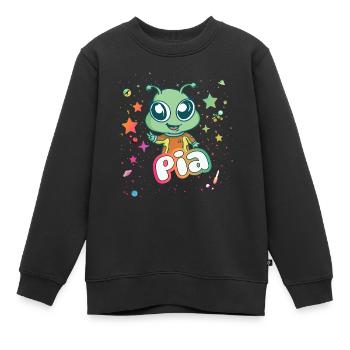 PIA - Beautiful Girl Name with Cute Alien - Kids Premium Organic Sweatshirt - black - Front - AI Model Kid Female (0cm)