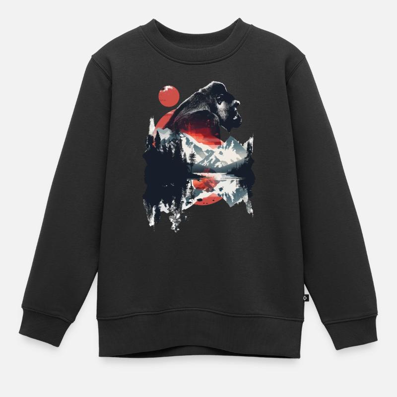 Gorille - Sweat Premium enfant bio - noir