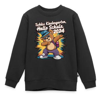 Tschüss Kindergarten Hallo Schule 2024 teddy-bär - Kinder Premium Organic Sweatshirt - Schwarz - Vorne - AI Model Kid Female (0cm)