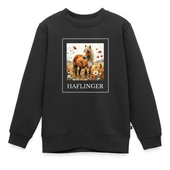 Haflinger Motif Cheval Sweet - Sweat Premium enfant bio - noir - Devant - AI Model Kid Female (0cm)