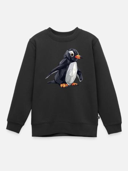Pinguin Origami Kawaii Pinguin Niedlich - Kinder Premium Organic Sweatshirt - Schwarz