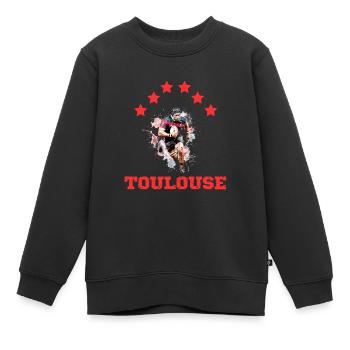 Toulouse Rugby 6 Sterne Europameister - Kinder Premium Organic Sweatshirt - Schwarz - Vorne - AI Model Kid Female (0cm)