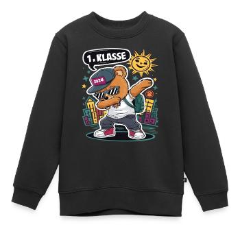 École d’ours en peluche de 1ère année 2024 - Sweat Premium enfant bio - noir - Devant - AI Model Kid Female (0cm)