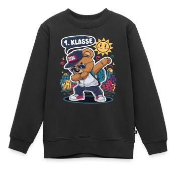 1. Klasse Teddy-Bär Schule 2024 - Kinder Premium Organic Sweatshirt - Schwarz - Vorne - AI Model Kid Female (0cm)