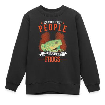 Frosch Geschenk Laubfrosch - Kinder Premium Organic Sweatshirt - Schwarz - Vorne - AI Model Kid Female (0cm)