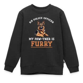 Policier Mon Paw-tner est un chien à fourrure - Sweat Premium enfant bio - noir - Devant - AI Model Kid Female (0cm)