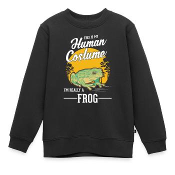 Frosch Halloween Laubfrosch - Kinder Premium Organic Sweatshirt - Schwarz - Vorne - AI Model Kid Female (0cm)