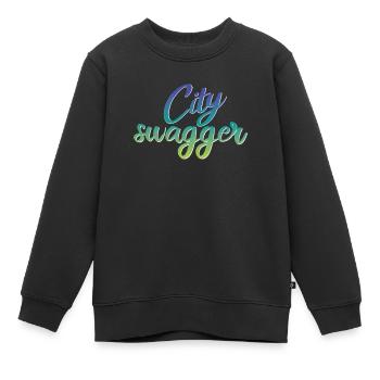 Design City Swagger - Sweat Premium enfant bio - noir - Devant - AI Model Kid Female (0cm)