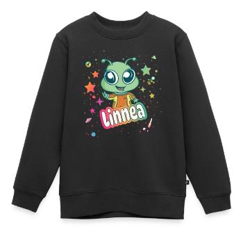 LINNEA - Schöner Mädchen Name mit süßem Alien - Kinder Premium Organic Sweatshirt - Schwarz - Vorne - AI Model Kid Female (0cm)