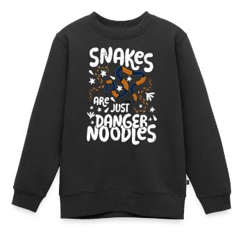 Les serpents ne sont que des nouilles de danger Les serpents sont un danger n - Sweat Premium enfant bio - noir - Devant - AI Model Kid Female (0cm)