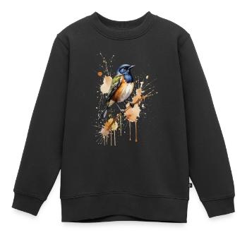 Entzückender Aquarell Vogel - süße Tierkunst - Kinder Premium Organic Sweatshirt - Schwarz - Vorne - AI Model Kid Female (0cm)