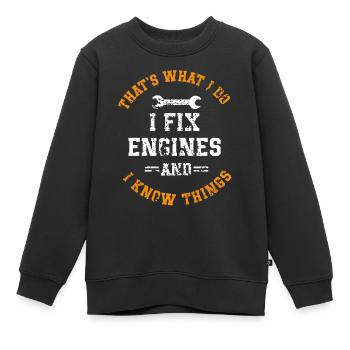 Mécanicien automobile, mécatronicien, technicien tournevis, dictons - Sweat Premium enfant bio - noir - Devant - AI Model Kid Female (0cm)