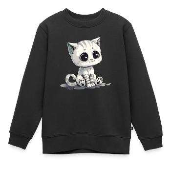 Süßes kleines trauriges Kätzchen - Kinder Premium Organic Sweatshirt - Schwarz - Vorne - AI Model Kid Female (0cm)