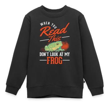 Frosch Geschenk Laubfrosch - Kinder Premium Organic Sweatshirt - Schwarz - Vorne - AI Model Kid Female (0cm)