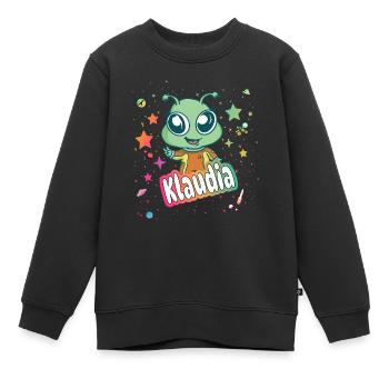 KLAUDIA - Schöner Mädchen Name mit süßem Alien - Kinder Premium Organic Sweatshirt - Schwarz - Vorne - AI Model Kid Female (0cm)