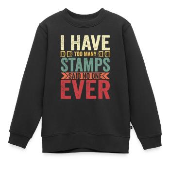 Passion philatélique sans fin : jamais trop de timbres - Sweat Premium enfant bio - noir - Devant - AI Model Kid Female (0cm)