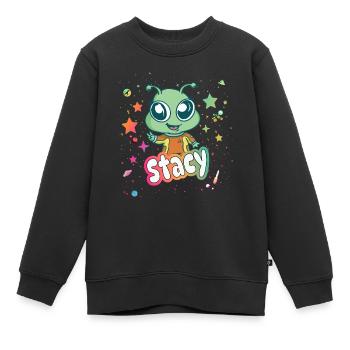 STACY - Beau nom de fille avec extraterrestre mignon - Sweat Premium enfant bio - noir - Devant - AI Model Kid Female (0cm)