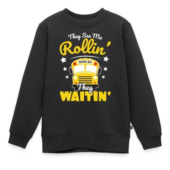 drôle de chauffeur de bus scolaire chauffeur de bus scolaire disant cadeau - Sweat Premium enfant bio - noir - Devant - AI Model Kid Female (0cm)