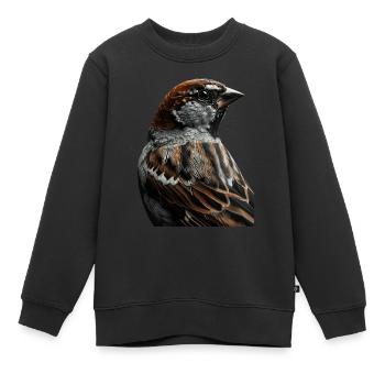 Moineau - Sweat Premium enfant bio - noir - Devant - AI Model Kid Female (0cm)
