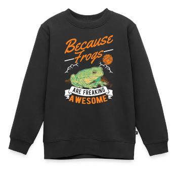 Frosch Geschenk Laubfrosch - Kinder Premium Organic Sweatshirt - Schwarz - Vorne - AI Model Kid Female (0cm)