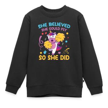 She Believed She Could Fly So She Did - Kinder Premium Organic Sweatshirt - Schwarz - Vorne - AI Model Kid Female (0cm)