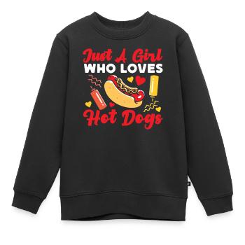 Hot Dog Adult Girl Just A Girl Who - Kinder Premium Organic Sweatshirt - Schwarz - Vorne - AI Model Kid Female (0cm)