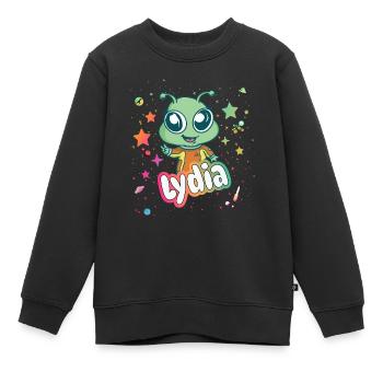 LYDIA - Schöner Mädchen Name mit süßem Alien - Kinder Premium Organic Sweatshirt - Schwarz - Vorne - AI Model Kid Female (0cm)