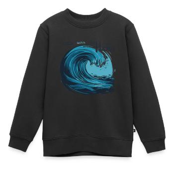 VAGUE. OCÉAN. SUIVEZ LE COURANT - Sweat Premium enfant bio - noir - Devant - AI Model Kid Female (0cm)