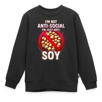 Allergie au soja Je suis juste anti soja - Sweat Premium enfant bio - noir - Devant - AI Model Kid Female (0cm)