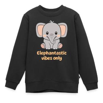 Elephantastic Vibes Nur süßer Elefant - Kinder Premium Organic Sweatshirt - Schwarz - Vorne - AI Model Kid Female (0cm)