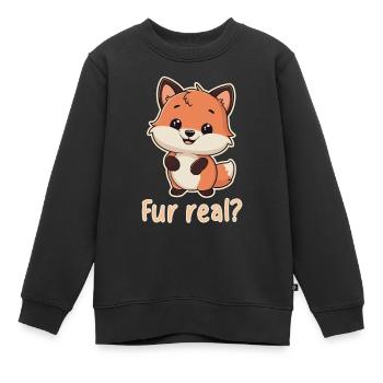 Pelz echt? Niedliche Fuchs-Illustration - Kinder Premium Organic Sweatshirt - Schwarz - Vorne - AI Model Kid Female (0cm)