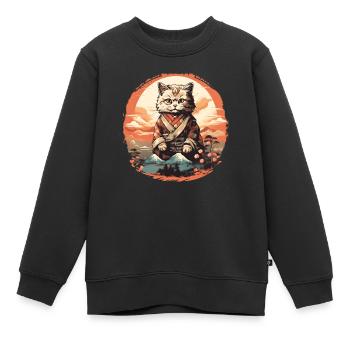 Cat Japanese Art - Kids Premium Organic Sweatshirt - black - Front - AI Model Kid Female (0cm)